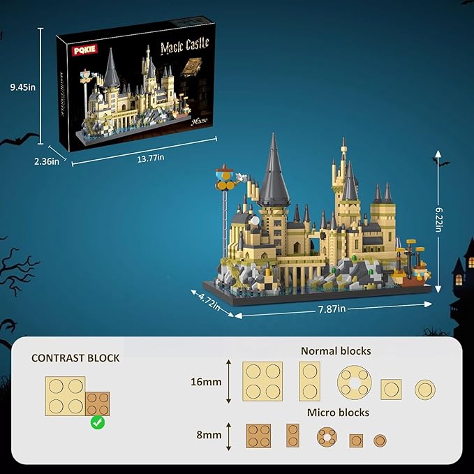 Magic Castle Micro Mini Building Set, 2743 Pcs Magic House Model Building Toys, STEM Creative Magic World Office and Home Decor Bricks Kits, Christmas Birthday Gift for Adults Teens Kids 14+