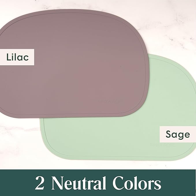 Simka Rose Silicone Baby Placemats That Stick to Table - Non Slip with Raised Edges - For Toddlers and Kids - Dishwasher Safe (Lilac)