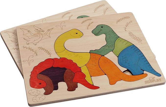 Jurassic Wooden Puzzle | 15 Pieces Jigsaw Puzzle | Dinosaurs for Kids 3 Years and Above