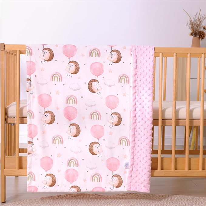 iEvolve Baby Nursery Bed Blankets Ultra Soft Double Layer Mini Blanket Minky Blanket Receiving Blankets Shower Gifts(Hedgehog,30 * 47in)