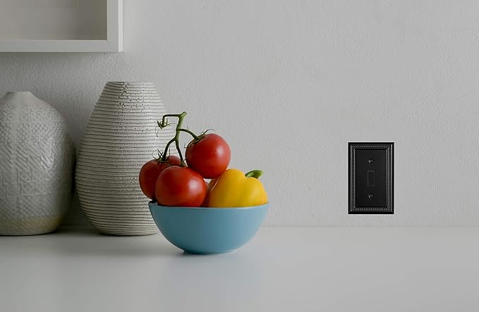 Henne Bery Sunken Pearls Heavy Duty Switch Plate/Wall Plate/Outlet Cover (Single Toggle 3PK, Matte Black)