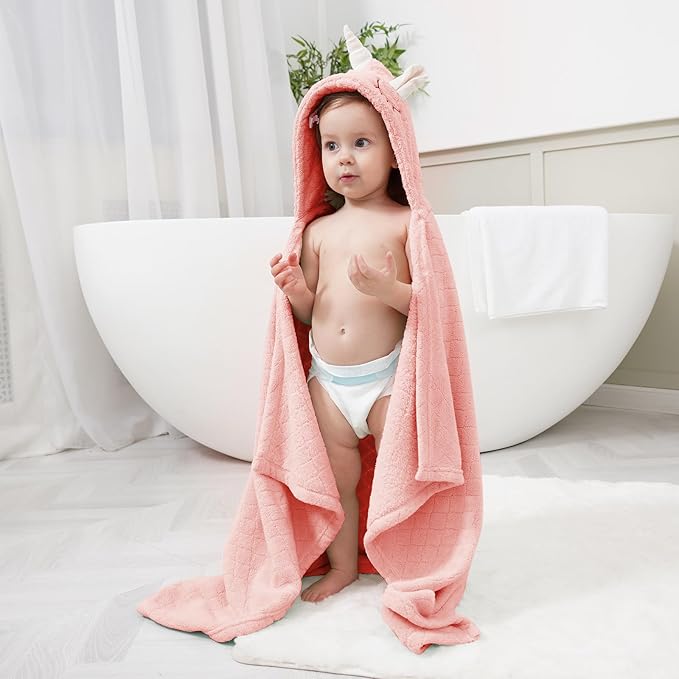 Hooded Baby Towels Girl Baby Bath Towels Toddler Towels for Girls 0-5 Years, 2-Pack Ultra Soft & Absorbent Baby Girl Bath Towel Toddler Bath Towel, Large 50''x32'' Baby Hooded Towel Girl