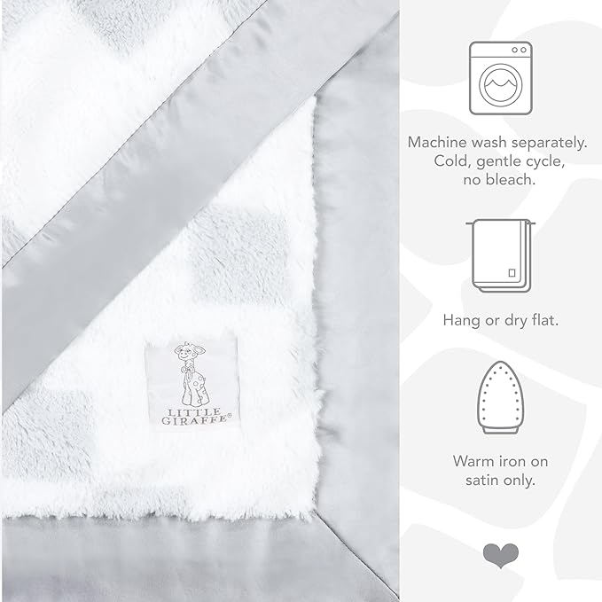 Little Giraffe Luxe Baby Blanket – 29x35” Satin Trim, Stairway Silver | Ultra-Soft, Hypoallergenic Stroller & Nursery Blanket | Perfect for Newborns & Toddlers