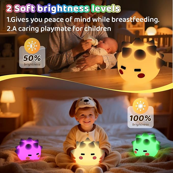 Cute Monster Lamp, 8 Color Changing Dimmable Timer Bedside Nightlights, Squishy Silicone Lamp Cute Gifts, Rechargeable Voice Nursery Lamp for Baby/Toddler