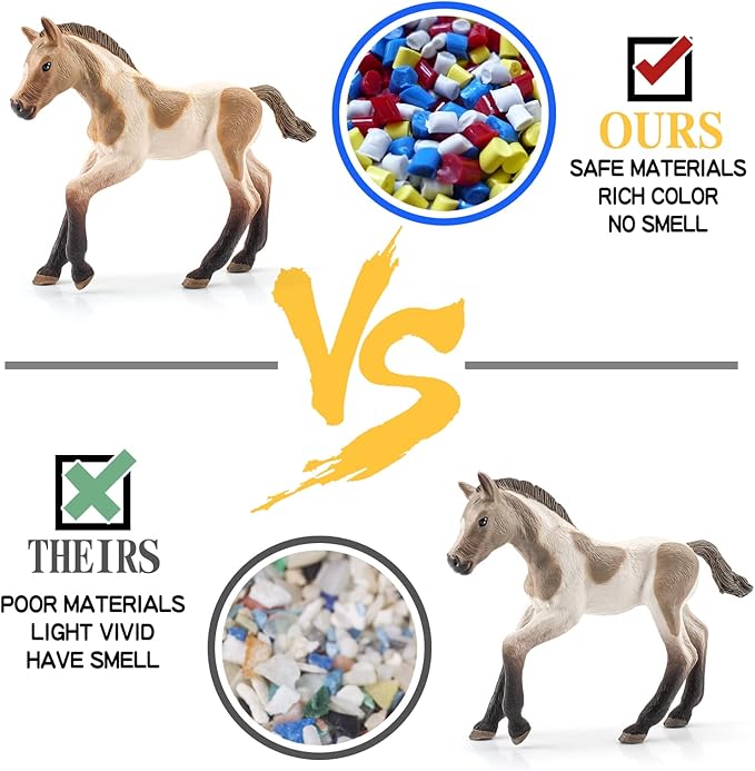 LC JoyCre Realistic Horses Cows Sheep Toys 6PCS Playset Cows Figurine for Toddlers Goat Figure Arab Foal Model Decoration for Birthday Party Collection for Kids