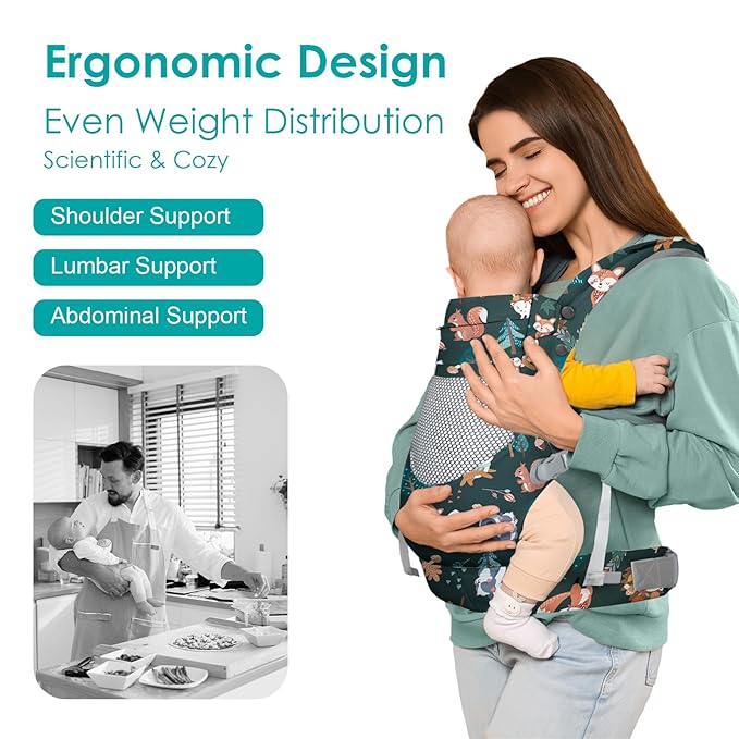 Infant Baby Front Carrier, Toddler Body Carrier, 7-66 Lbs Ergonomic Design, Lumbar Support, Lightweight Baby Chest Carriers (3-36 Months)
