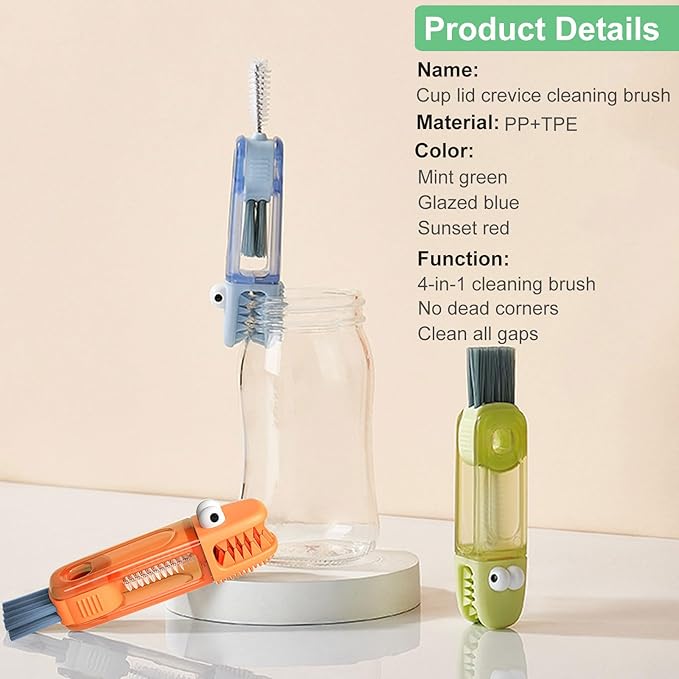 4 in 1 Cup Lid Cleaning Brush (6Pcs) - Water Bottle Brush, Portable Crevice Cleaning Brush Set for for Bottle Tight Spaces Cup and Sealed Food Storage containers with lids