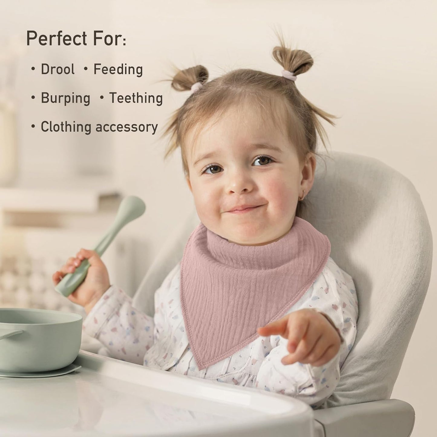 Muslin Baby Bibs 8 Pack, Baby Bandana Drool Bib for Drooling and Teething, Cotton Soft Absorbent for Girls Boys