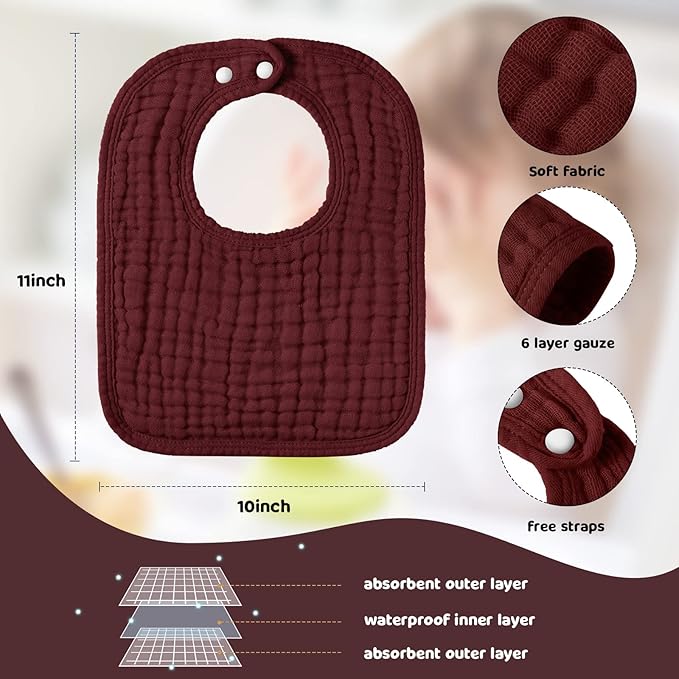 Tallew 8 Pack Muslin Burp Cloths and Baby Bibs for Boy Girl 20" x 10" Cotton Baby Bandana Drool Bibs Muslin Burp Cloths Absorbent Rag for Newborn Toddler Infant Gifts(Fresh Colors)