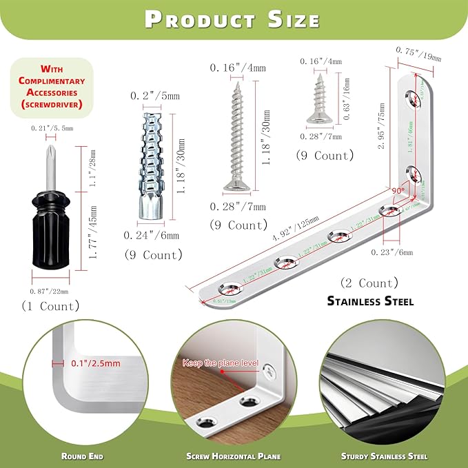Furniture Anchors, Anti Tip Wall Anchors for Baby Proofing, Cabinet Safety Locks, Prevent Falling Furniture (2 Items)
