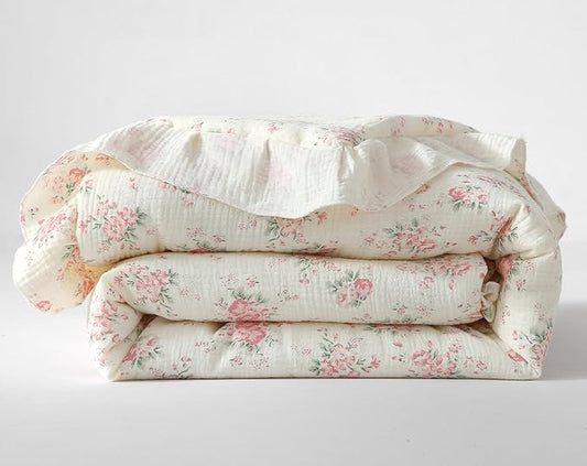 100% Cotton Muslin Crib Comforter/Quilt,Ultra Soft Cozy Reversible Baby Blanket,All Season Toddler Blankets for Boys and Girls, Machine Washable,41"x48"