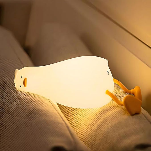 Lying Cute Duck Lamp Night Light for Kids,Cute Room Decor Silicone Duck Lamp for Baby,Night Lights for Baby Nursery,3-Colors USB Rechargeable Gift for Kids Boys and Girls Bedroom Decor