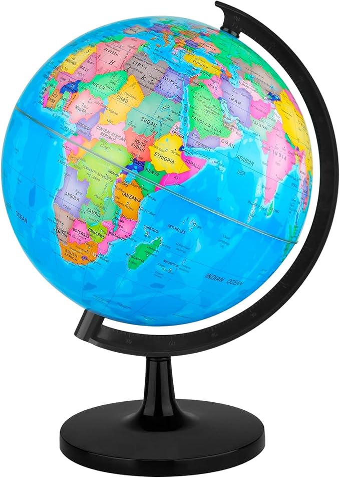 Wizdar 10'' World Globe for Kids Learning, DIY Assemble Educational Rotating World Map Globes Large Size Decorative Earth Children Globe for Classroom Geography Teaching, Desk and Office Decoration