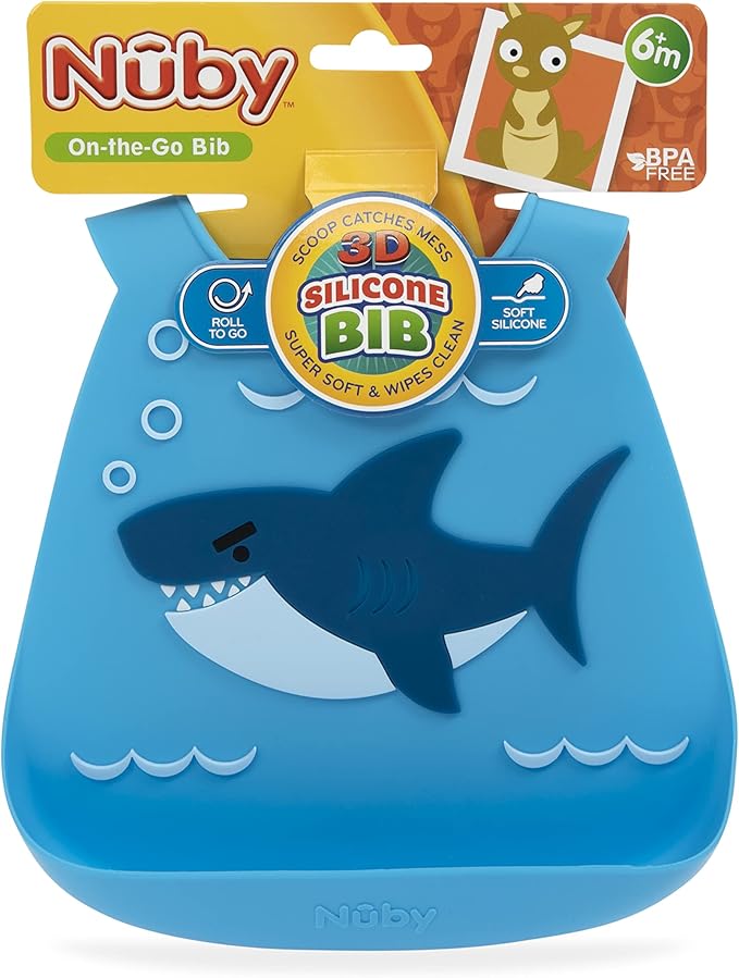 Nuby On The Go Silicone 3D Bib with Scoop to Catch Mess