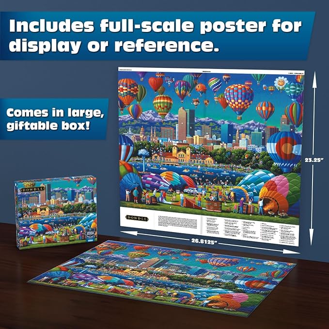 Buffalo Games - Sapphire Select- Eric Dowdle - Balloon Spectacular - 1000 Piece Jigsaw Puzzle – Challenging & Fun – Blue Core Puzzle Board – Giftable Display Box - Full Size Poster Included