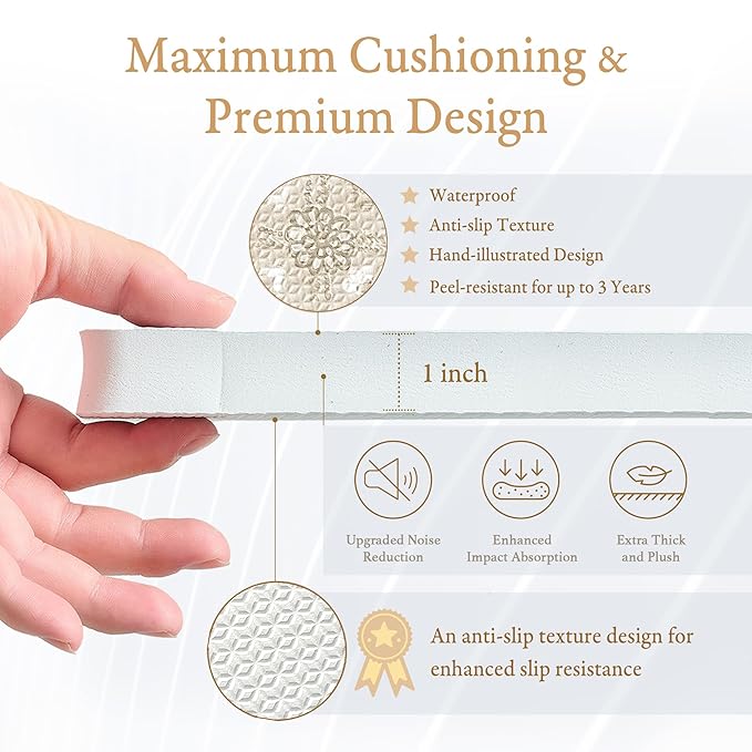 PopsyKosy Super 1 Inch Thick Premium Quality Exercise & Baby Foam Play Mats - Expandable & Large Non-Toxic Odorless Floor Mat - 6 Tiles Spacious 6x4ft - Peel-Resistant - Pearl Beige