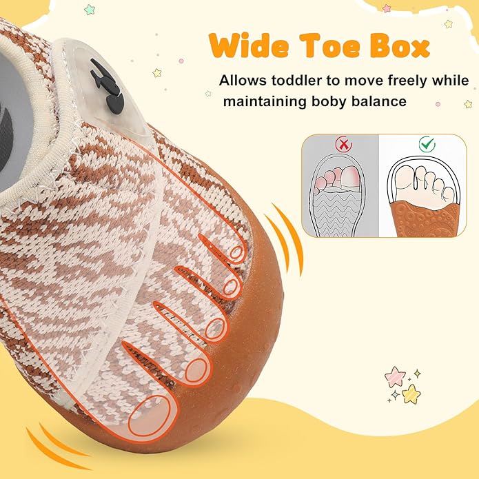 FEETCITY Baby First Walking Shoes Wide Baby Shoes Infant Sneakers Newborn Crib Shoe Barefoot Lightweight Slip On Shoe