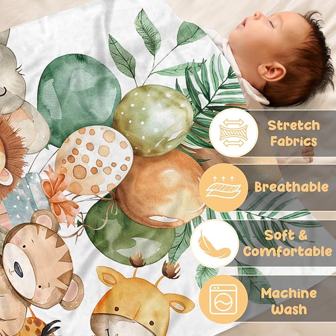 Personalized Baby Blanket with Name – Soft Double Layer Dotted Backing Custom Baby Blankets for Newborn Boys Girls, Forest Animals Flannel Receiving Swaddle, Idea(30"x40")