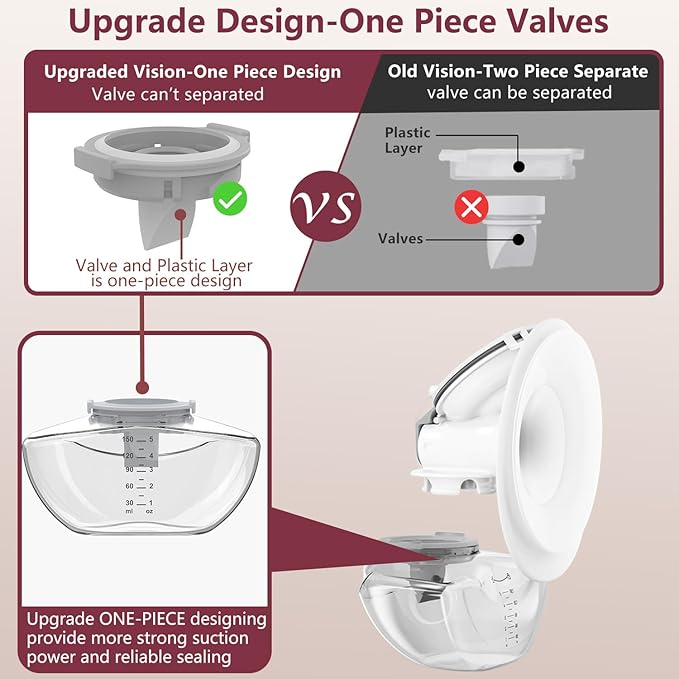 2pcs Duckbill Valves and 2pcs Diaphragms for Momcozy Upgraded Mobile Flow M9 Breast Pump, BPA Free, The Same As OEM, Replace for Momcozy Upgraded M9 Replacement Parts, Not Original Parts, 4pcs Gray