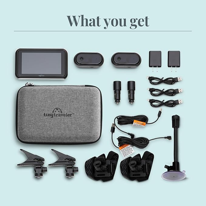 Tiny Traveler Baby Car Monitor for 2 Kids, 5” Touch Screen, No WiFi, Home Travel Roadtrip – Rear-Facing Car Seat Monitor Night Vision Baby Reminder Alert - Black