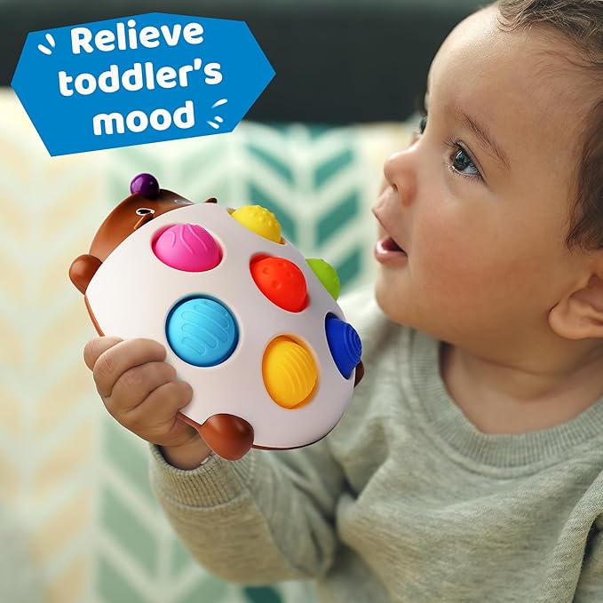 LiKee Fidget Popper Sensory Baby Toys for 10+ Months, Push and Popping Busy Board, Montessori Toys for 1+ Years Old, Airplane Car Travel Toy for Toddlers 1-3 Stress Relief
