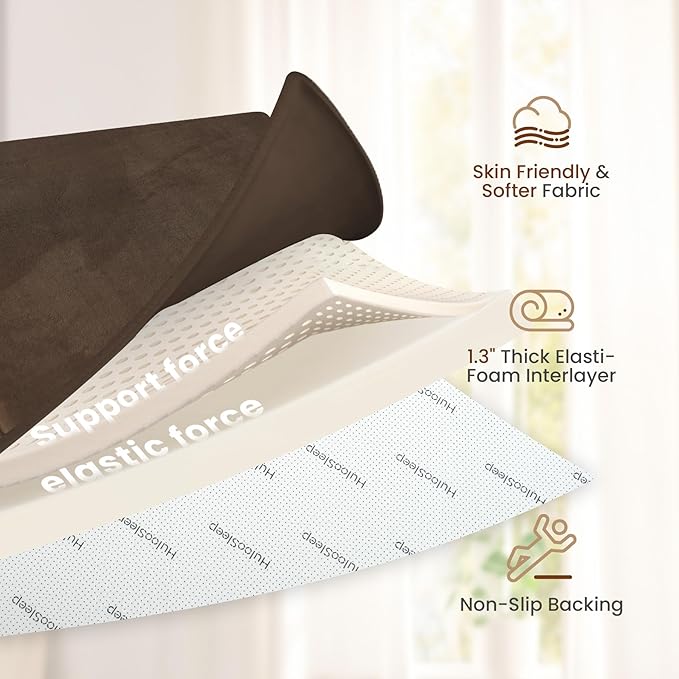 Baby Play Mat for Floor,1.3" Thick Elasti-Foam 50"×50" Playpen Mat for Tummy Time,Water Repellent Soft Coral Velvet for Toddler,Infant,Kids,Non-Slip Backing Safe for Crawling(Dark Brown)