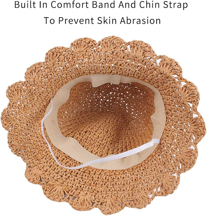 Baby Girl Straw Hat Outdoor Baby Sun Protection Hats Summer Bowknot Beach Cap for Infant Toddler Girls