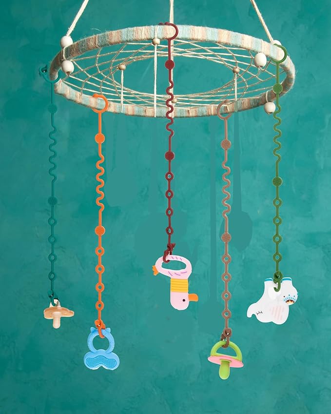 Toy Straps for Baby, Adjustable Toy Holder for Stroller Accessories, Silicone Tether Pacifier Clip, No Throw Travel Essential Leash for High Chair, Car Seat (3- Pack)