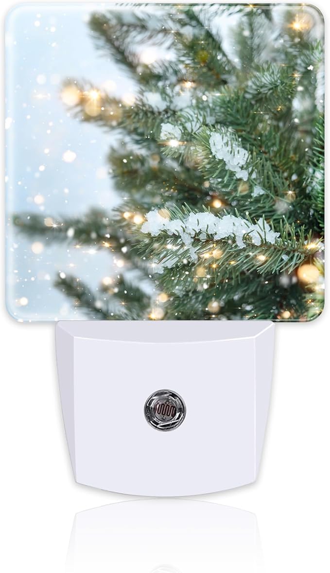 Winter Snow Pine Tree Night Light, Glitter Christmas Tree Dusk to Dawn Night Light Plug in, 0.5w Energy Saving Sleep Friendly NightLight for Kids Boys Girls Home Decor