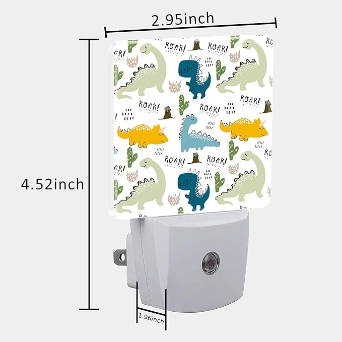 Night Light for Kids Girls Boys, Childish Cute Dinosaur LED Night Light Plug into Wall with Dusk to Dawn Sensor for Room Decor, Hallway, Kitchen, Bathroom, Nursery, Stairs