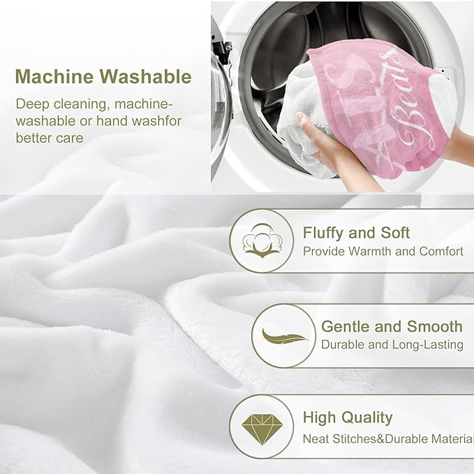 Personalized Custom Baby Blanket with Name for Girls Boys Kids Customized Flannel Blanket for Bed Nursery Room Baby Stroller