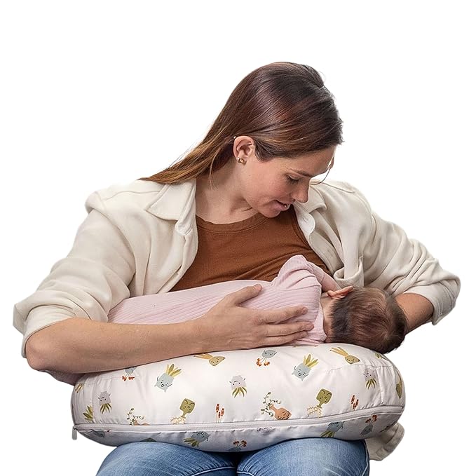 Boppy Nursing Pillow - Ergonomic Bottle & Breastfeeding Pillow with High, Firm, Large Area, Water-Repellent Cushion with Washable Cover; Baby Safety Alliance Verified - Tan Happy Houseplants