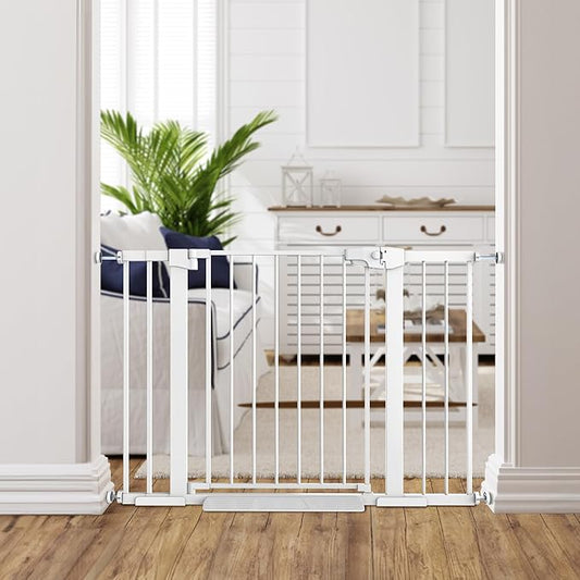 Easy Step Walk-Thru Baby Gate – Adjustable Safety Gate for Babies & Pets, Pressure Mount Kit, Includes Wall Cups – 29.7-48.8W x 30.5H, Auto-Close