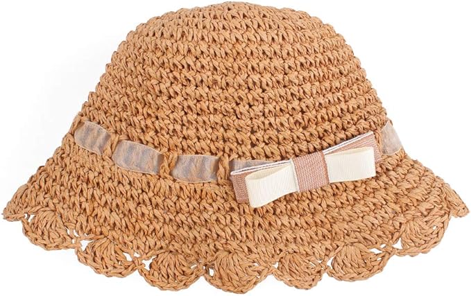Baby Girl Straw Hat Outdoor Baby Sun Protection Hats Summer Bowknot Beach Cap for Infant Toddler Girls