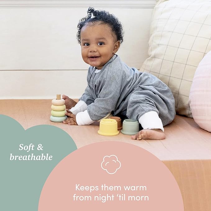 SleepingBaby Flying Squirrel Toddler Pajamas with Practical Zipper for Quick Diaper Changes and Travel Comfort - Heather Grey - 12-24 Months