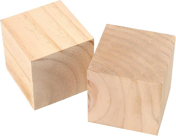 JEUIHAU 60 Pieces 2 Inch Wooden Cubes, Unfinished Wood Blocks, Natural Blank Wood Square Blocks for Painting, Puzzle Making, Decorating, Crafts and DIY Projects