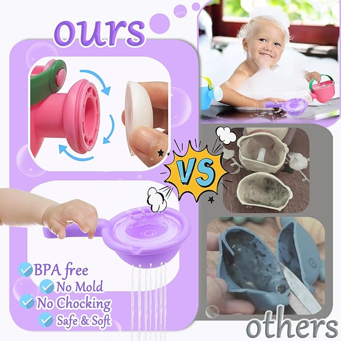 6Pcs Toddler Bath Toys for Kids Ages 1-3, Baby Bathtub Toys, Pool Toys, Water Table Toys, Gift