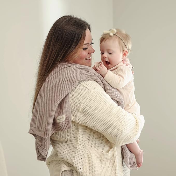 Heritage Knit Organic Swaddle Blanket for Girls - 100% Soft Luxury Cotton Knit Receving Swaddler - Warm Cozy Swaddling Blanket for Newborns Infants & Toddler (0-2Yrs - Dreamy Lilac)