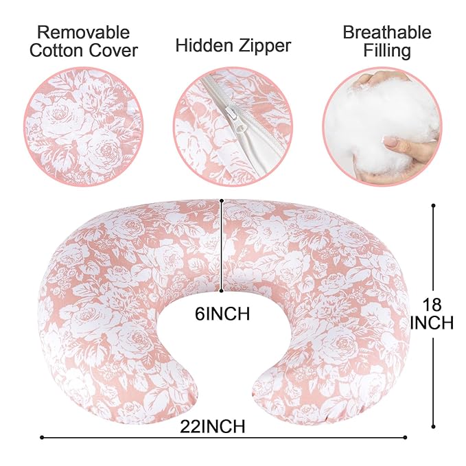 Baby Nursing Pillow for Breastfeeding, Adjustable Breast Feeding Pillow for Bottle Feeding, Ergonomic Support for Mom and Baby Healthier Nursing, for Newborn (Rose)