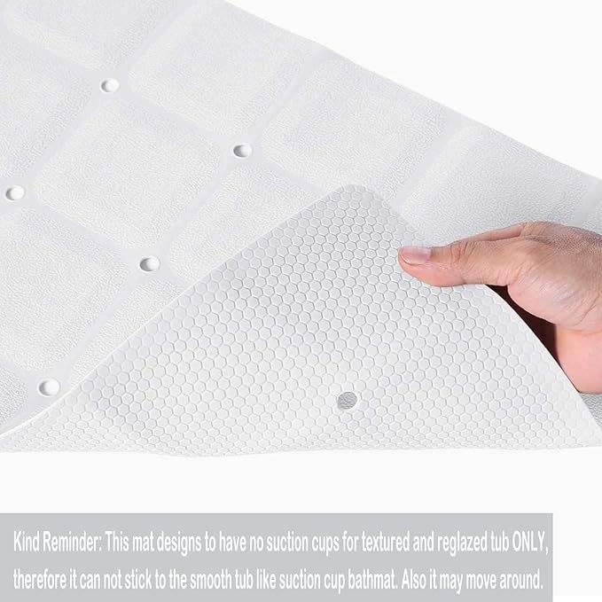 Foldable Non Slip Silicon Bath Mat Bathtub mat Shower mats no Suction Cups for Textured Tub and Reglazed Tub (Foldable-White, 28-inch x 14-inch)