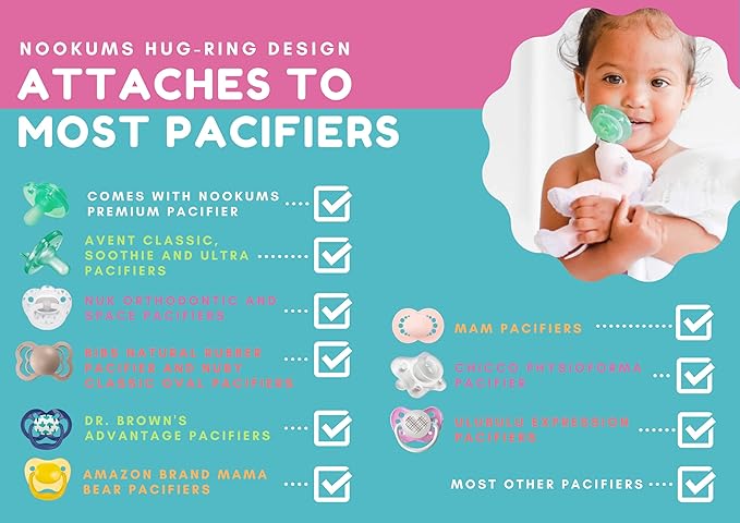 Nookums Paci-Plushies Buddies - Starflower The Unicorn Pacifier Holder - Adapts to Name Brand Pacifiers, Suitable for All Ages, Plush Toy Includes Detachable Pacifier