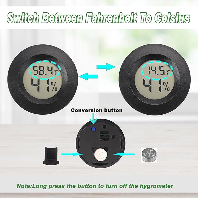 Mini Hygrometer Digital Thermometer Humidity Meter 6 Pack Hygrometer Thermometers Indoor/Outdoor Humidity Monitor Reptile Thermometer for Humidors Greenhouse Garden Cellar Fahrenheit(℉)/ Celsius(℃)