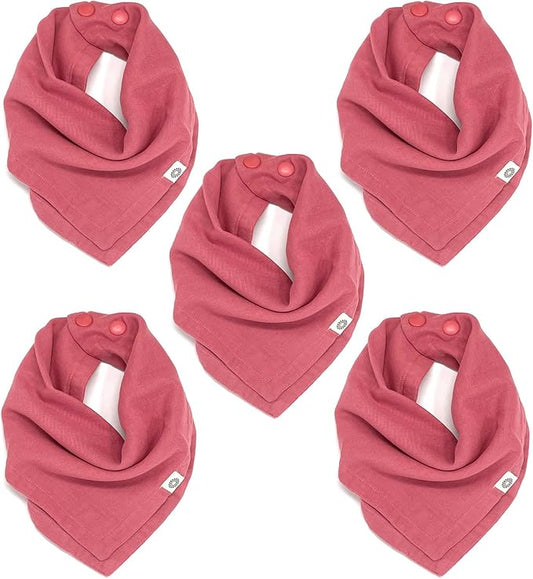Kishu Baby Indi Organic Baby Bandana Bibs – Fairtrade 4-Way Reversible Drool Bibs for Boys & Girls – Unisex (Set of 5)