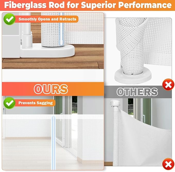 120" Extra Wide Retractable Baby Gates Dog Gate, Long Mesh Gate Pet Gate for Large Opening, 34" Extra Tall Child Safety Gate with Reinforced Strips for Stairs Hallways Doorways Deck Indoor Outdoor