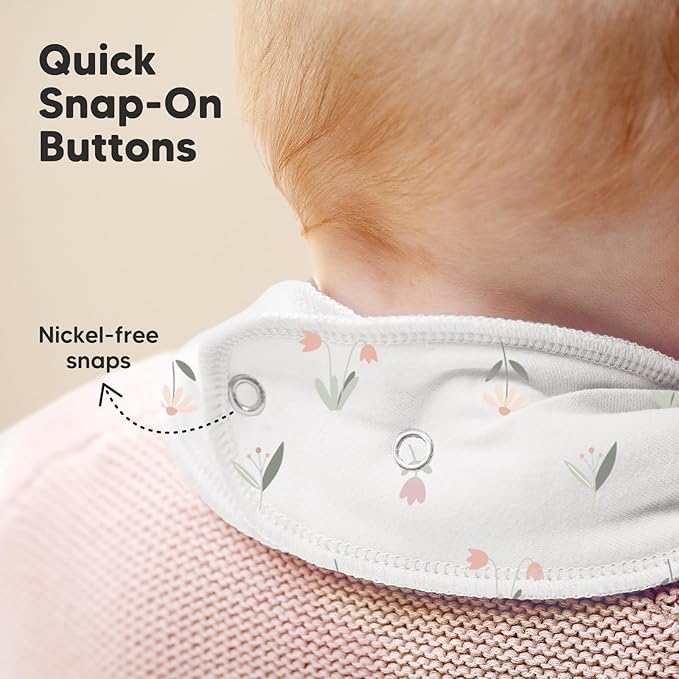 8-Pack Organic Baby Bandana Bibs for Girls - Super Absorbent Triangle Baby Bibs for Drooling and Teething Infant, 100% Cotton Extra Soft for Newborn, Infant 0-36 Months (Fleur)