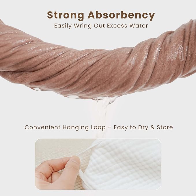 Konssy 2-Pack Muslin Hooded Baby Towels, 100% Cotton, Ultra-Soft & Absorbent Baby Bath Towels with Hood for Newborn & Infant (Taupe,Soft Blooms,32" x 32")