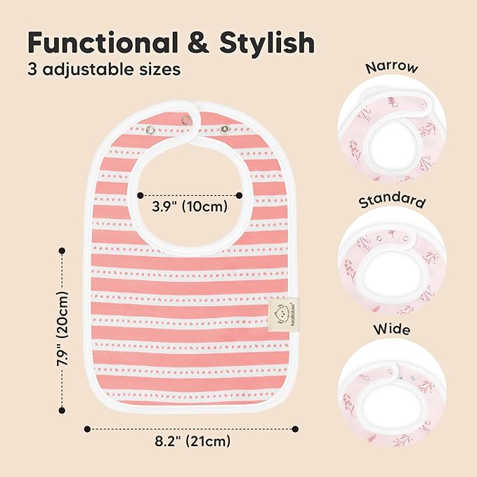 KeaBabies 8-Pack Organic Baby Bibs for Boys, Girls - Super Absorbent Cotton Drool Bibs for Baby Girl & Boy, Teething Toddler, Drooling Newborn, Ultra Soft & Machine Washable (Sweet Charm)