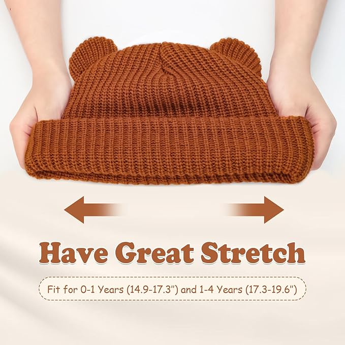 Toddler Boy Winter Hat Baby Knit Beanie Girl Warm Hats Kid Bear Ear Beanies for Cold Weather