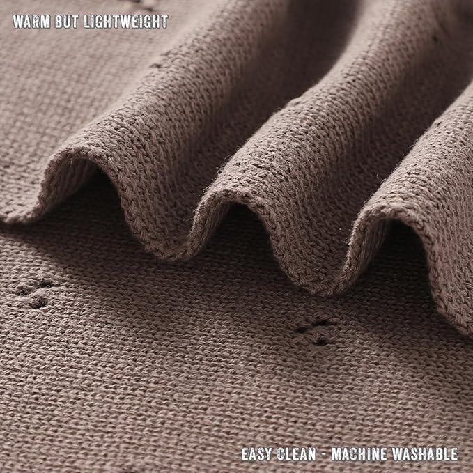 Organic Unisex Pointelle Receiving Swaddle Blanket for Boys & Girls - 100% Luxury Organic Soft Cotton Knit Warm Cozy Cuddle Stroller Blanket for Newborns, Infants, & Toddlers (Mocha)