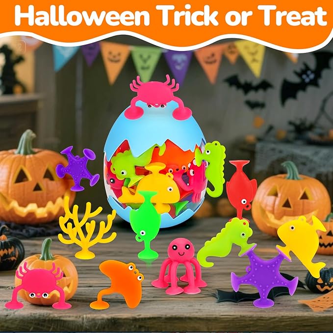 Toddler Suction Cup Bath Toys, Ocean Animal Bath Toys for Kids Ages 3-5 4-8 No Hole Mold Free Bathtub Toys for Toddlers 3-5 Kids Travel Window Building Toys for 3 4 5 Year Old Boys Girls Gifts